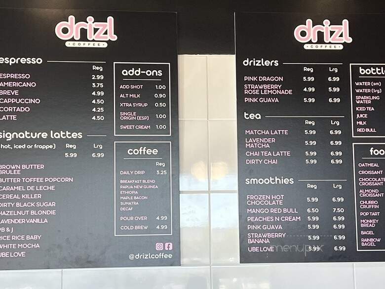 Drizl Coffee - Rowlett, TX menu_pic