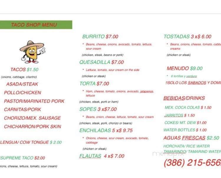 Taco Shop - DeLand, FL menu_pic