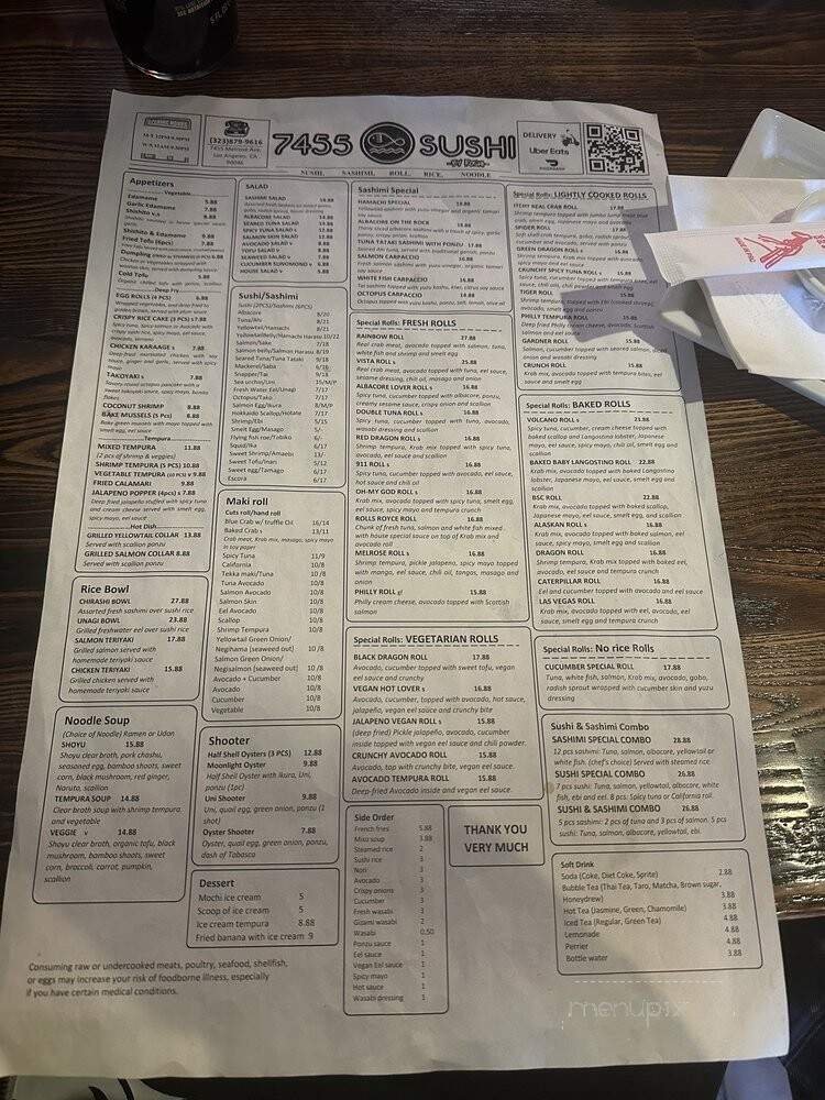 7455 SUSHI by Roshi - Los Angeles, CA menu_pic
