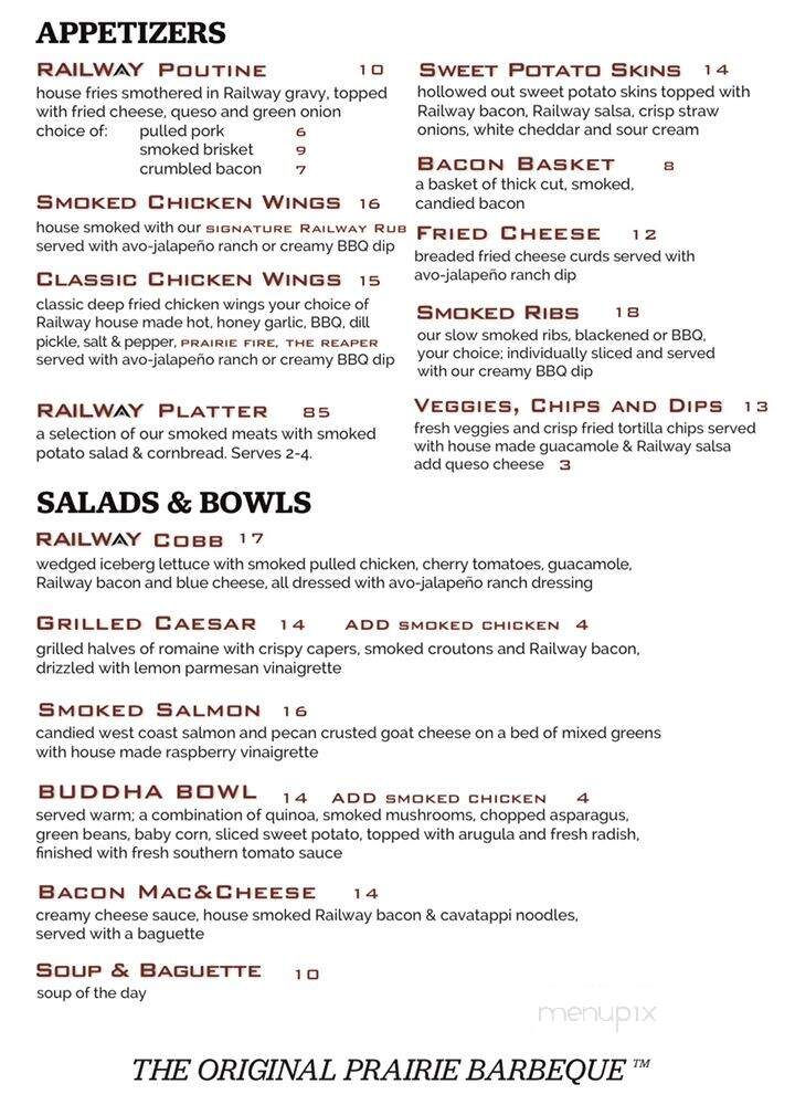 Railway North Social House - Swift Current, SK menu_pic