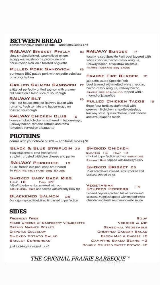 Railway North Social House - Swift Current, SK menu_pic