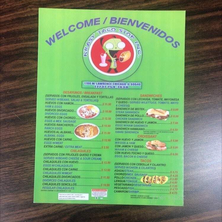 Krasy Taco Stop - Chicago, IL menu_pic