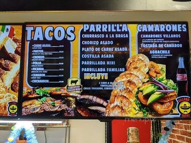Villano's Tacos - Lilburn, GA menu_pic