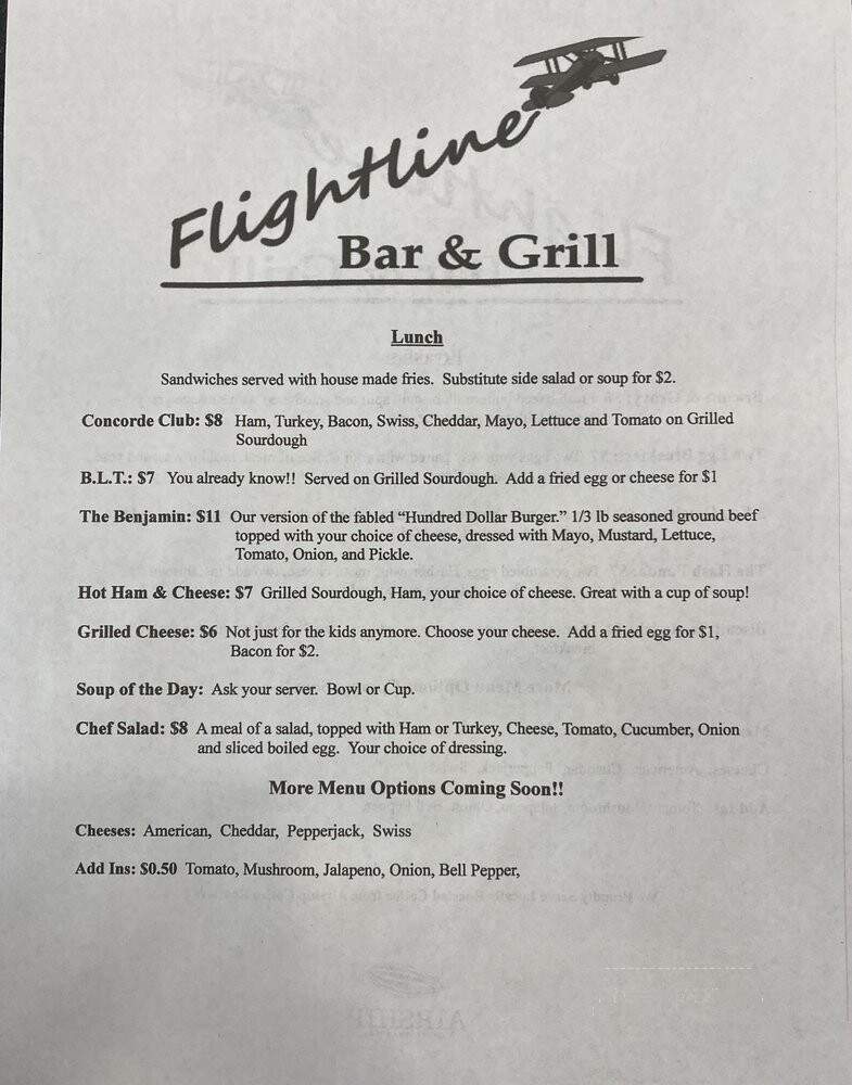 Flightline Bar & Grill - Springdale, AR menu_pic