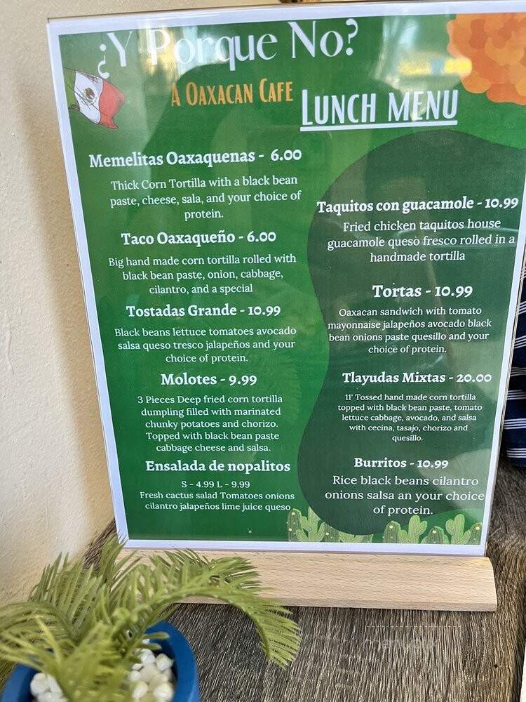 Y Porque No - Los Angeles, CA menu_pic