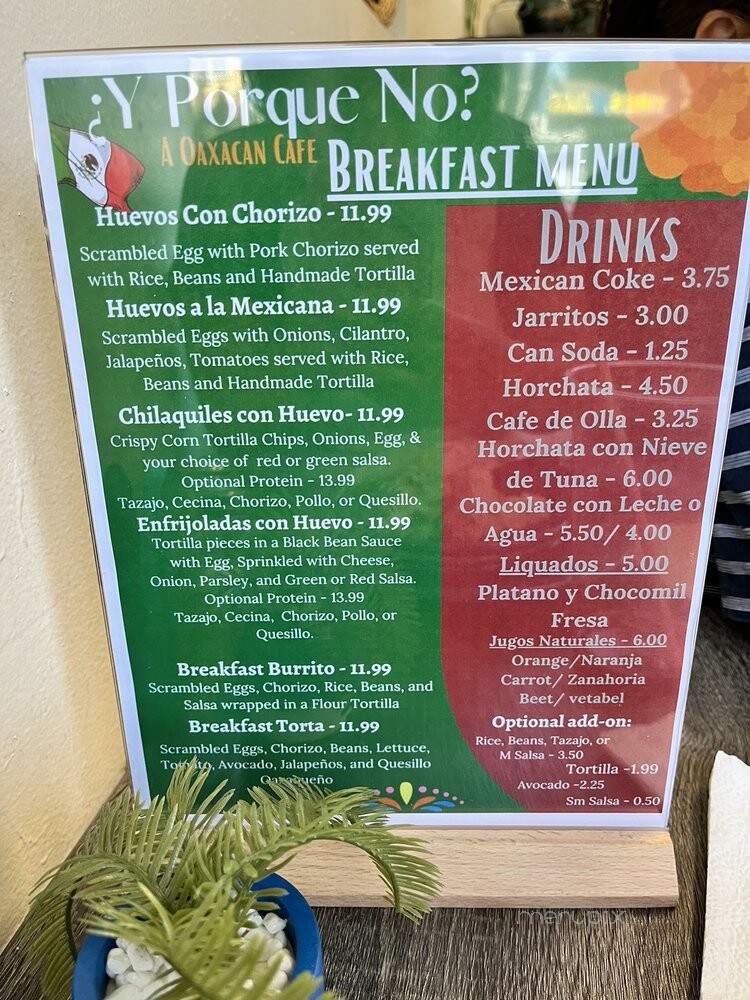 Y Porque No - Los Angeles, CA menu_pic