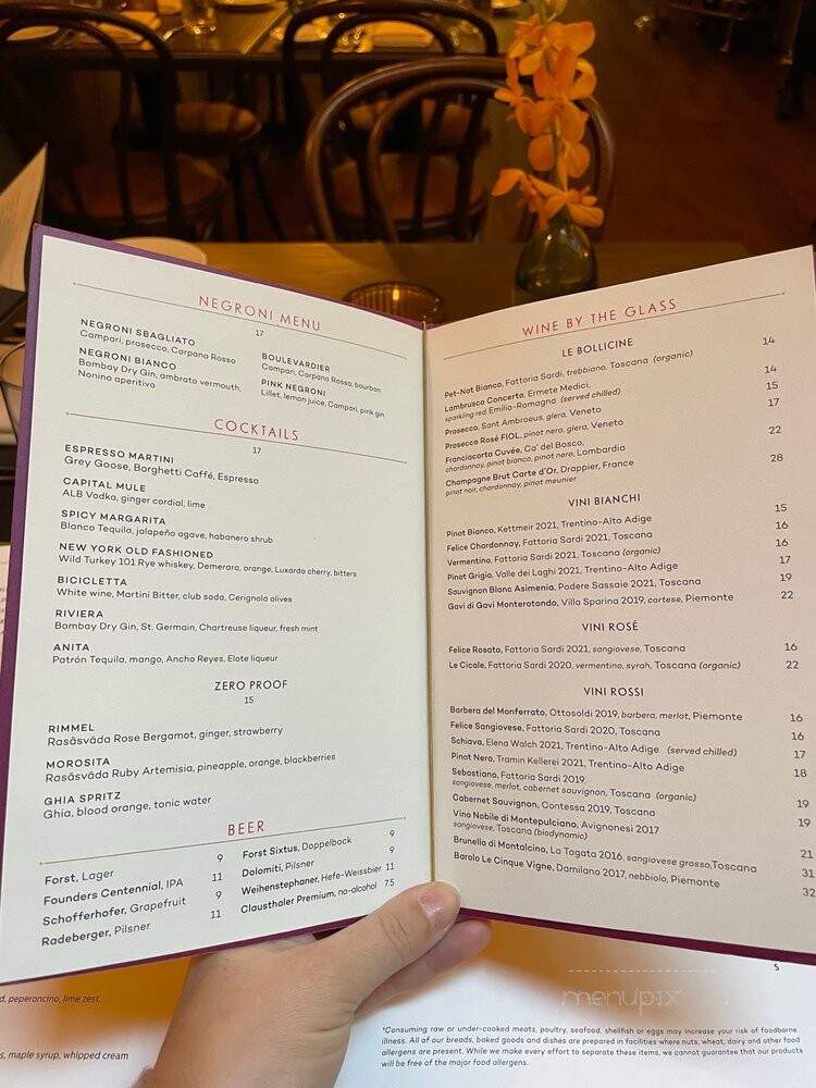 Felice On Hudson - New York, NY menu_pic