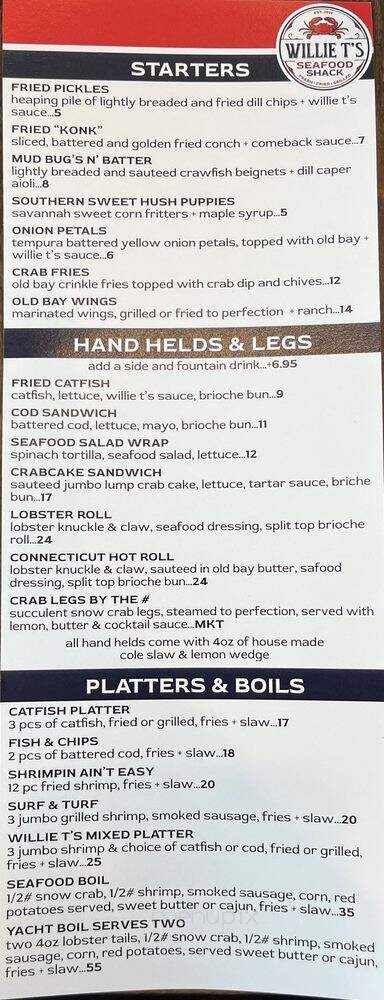 Willie T's Seafood Shack - Fort Lauderdale, FL menu_pic