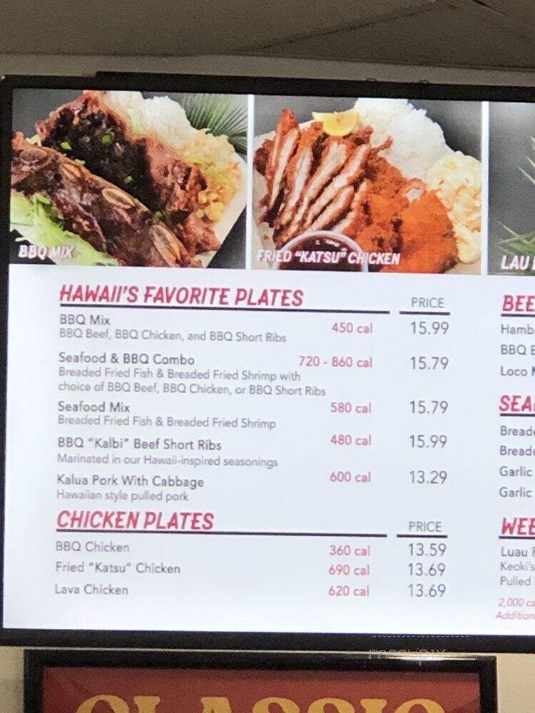 L &L Hawaiian Barbecue - San Antonio, TX menu_pic