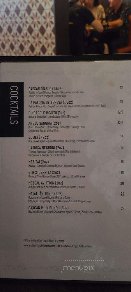 Anejo - Toronto, ON menu_pic
