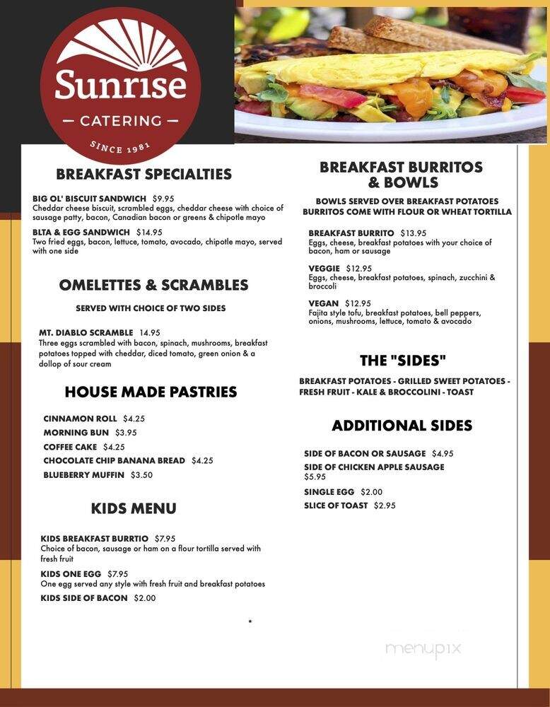 Sunrise Bistro Express - San Ramon, CA menu_pic