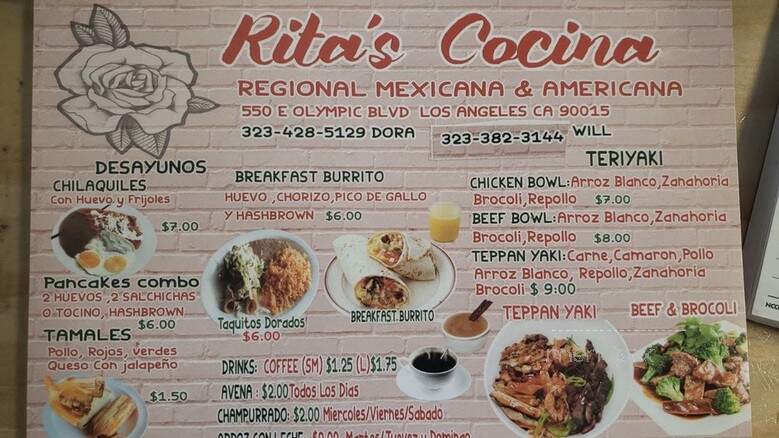Rita's Cocina - Los Angeles, CA menu_pic