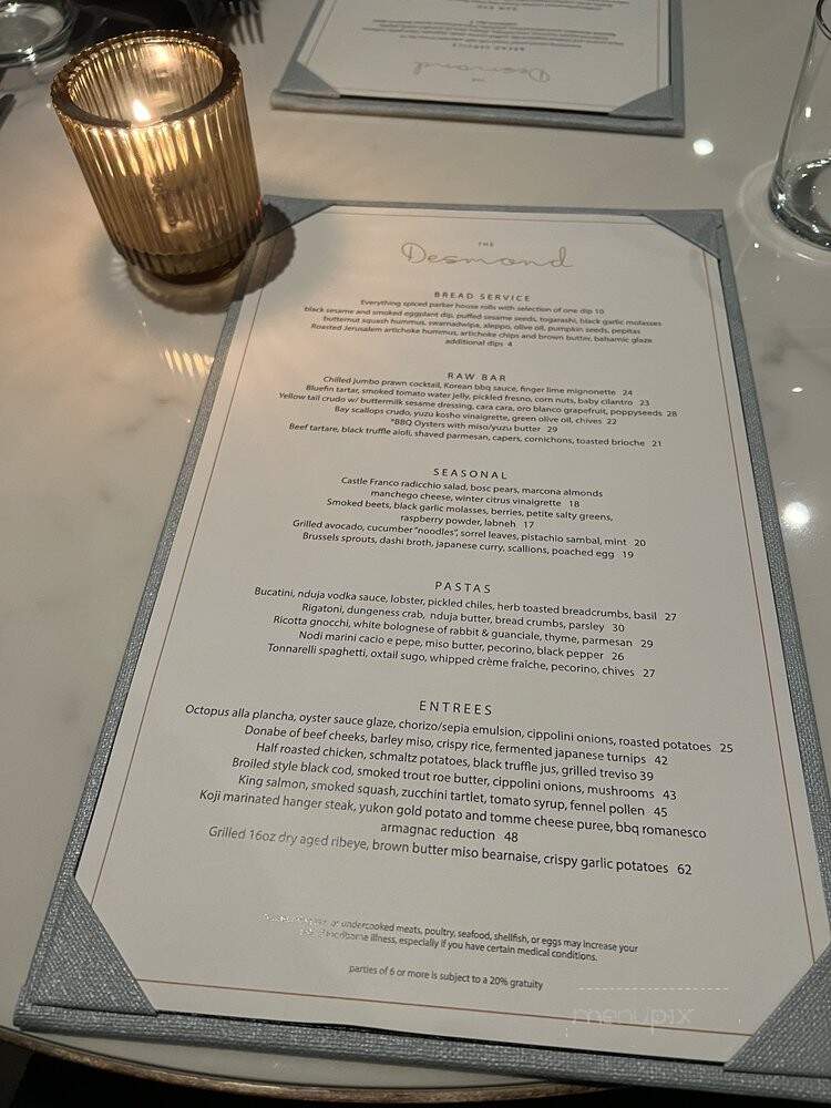 The Desmond - San Diego, CA menu_pic