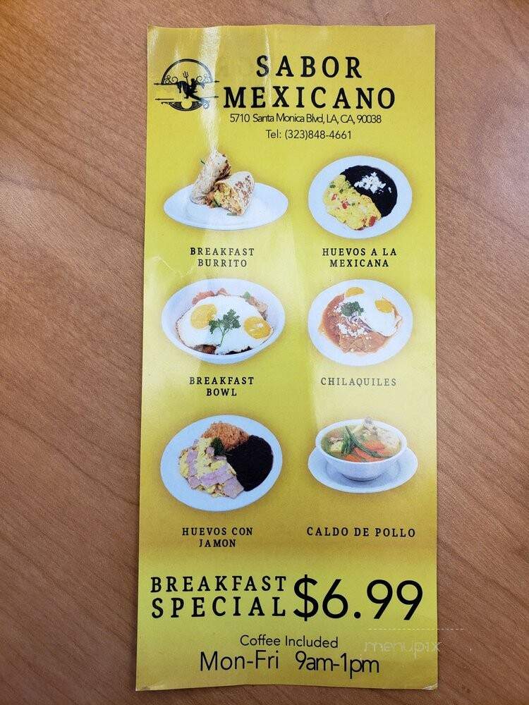 Sabor Mexicano - Los Angeles, CA menu_pic