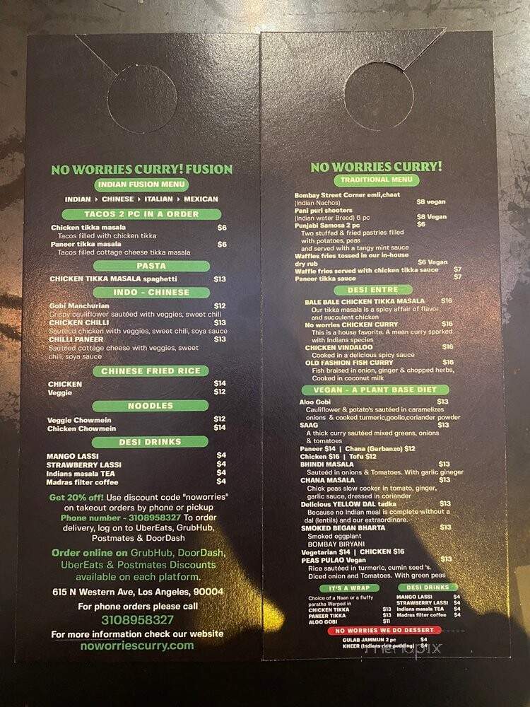 No Worries Curry - Los Angeles, CA menu_pic
