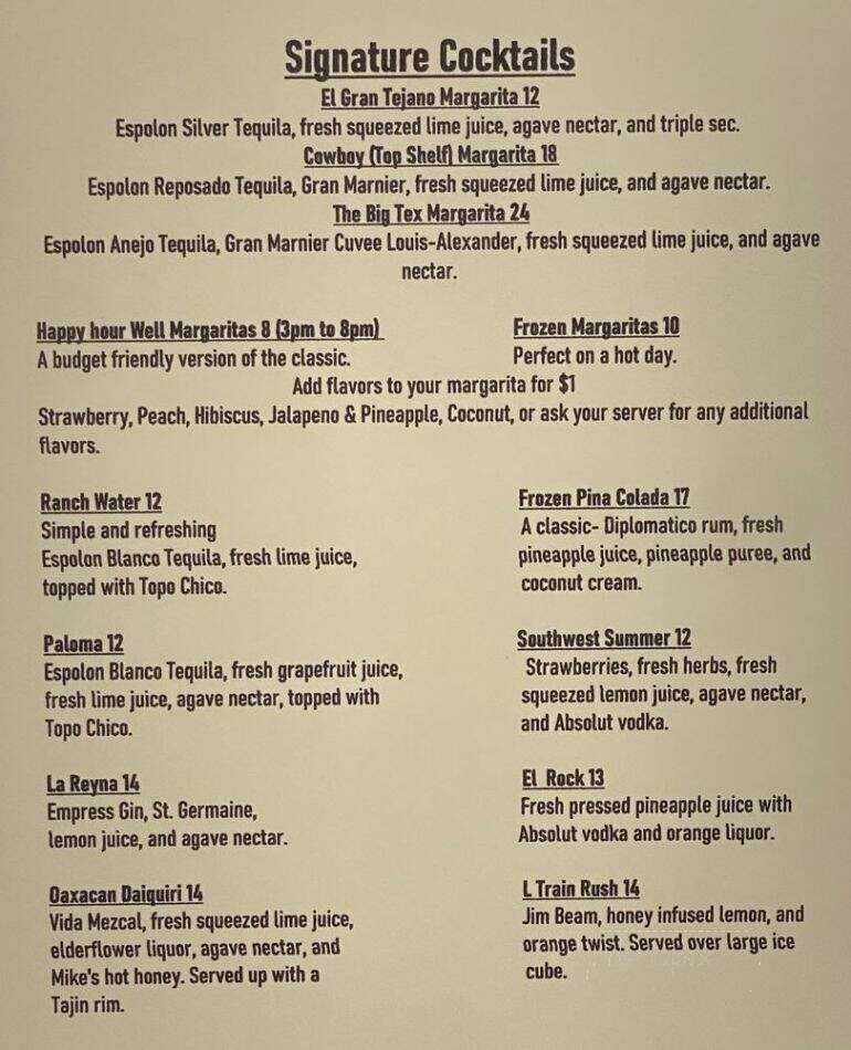 El Gran Tejano Tex-Mex Cantina - New York, NY menu_pic