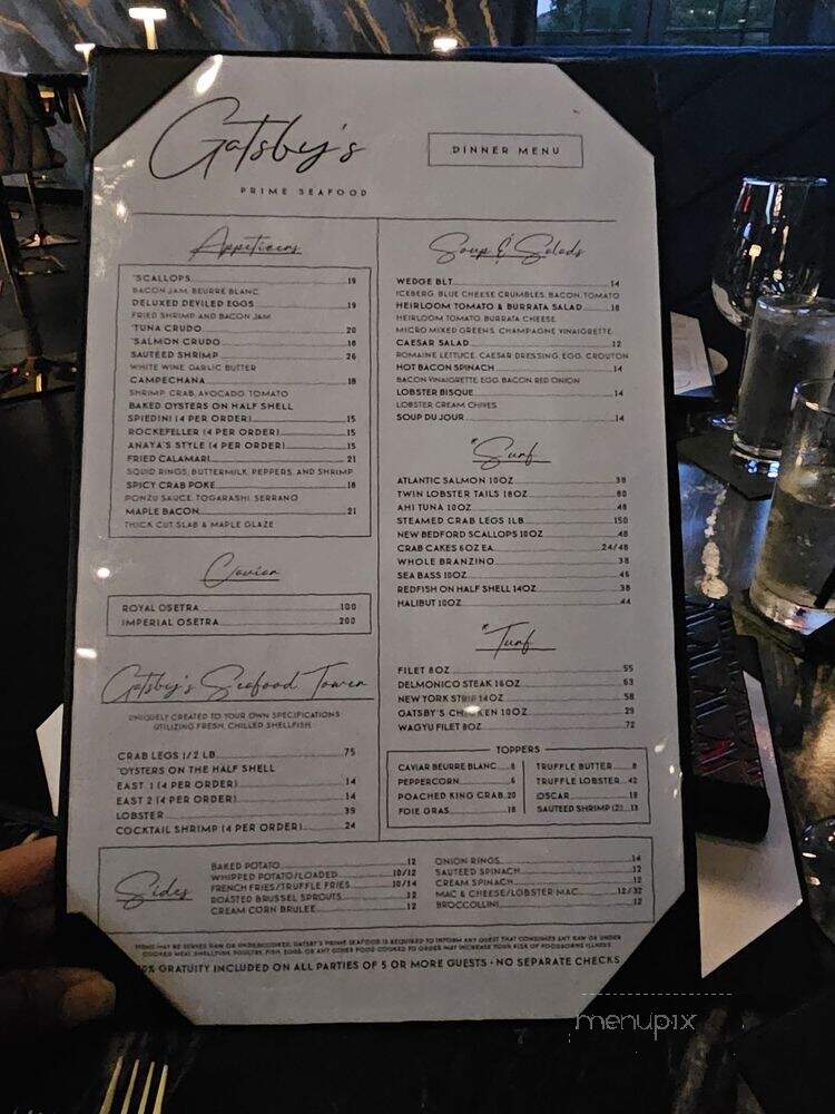 Gatsby's Prime Seafood - Houston, TX menu_pic