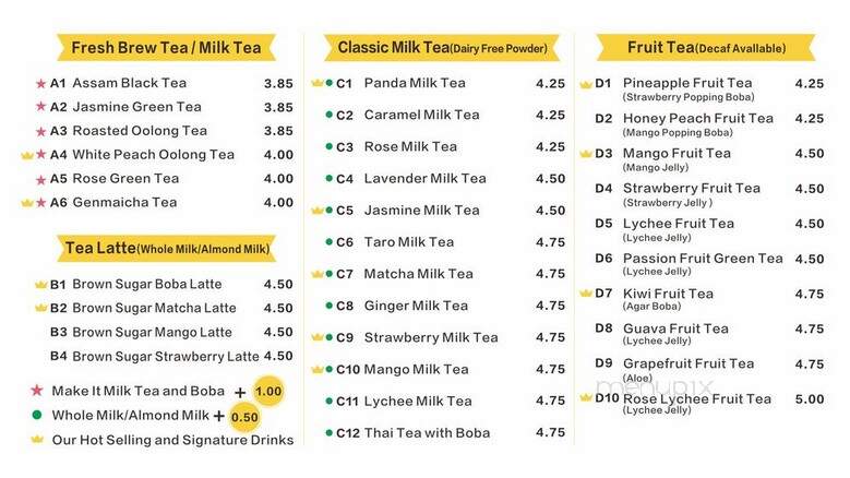 Boba Panda - Berkeley, CA menu_pic
