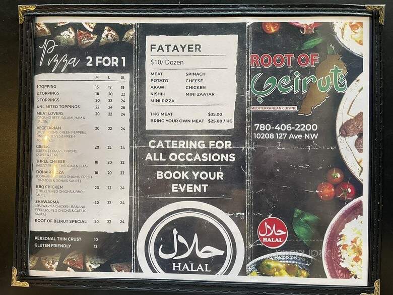 Root of Beirut - Edmonton, AB menu_pic