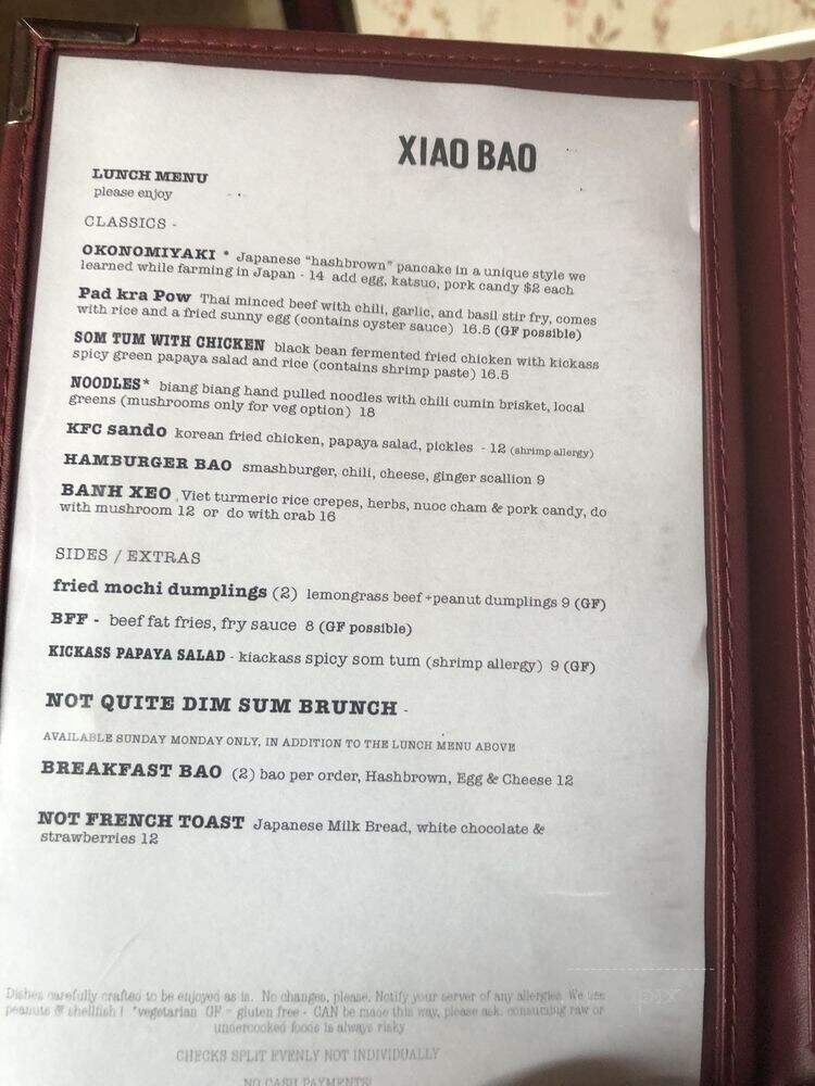 Xiao Bao - Nashville, TN menu_pic