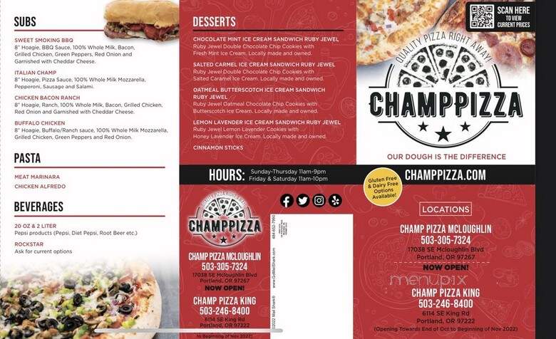 Champ Pizza - Portland, OR menu_pic