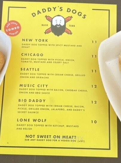 Daddys Dogs - Nashville, TN menu_pic