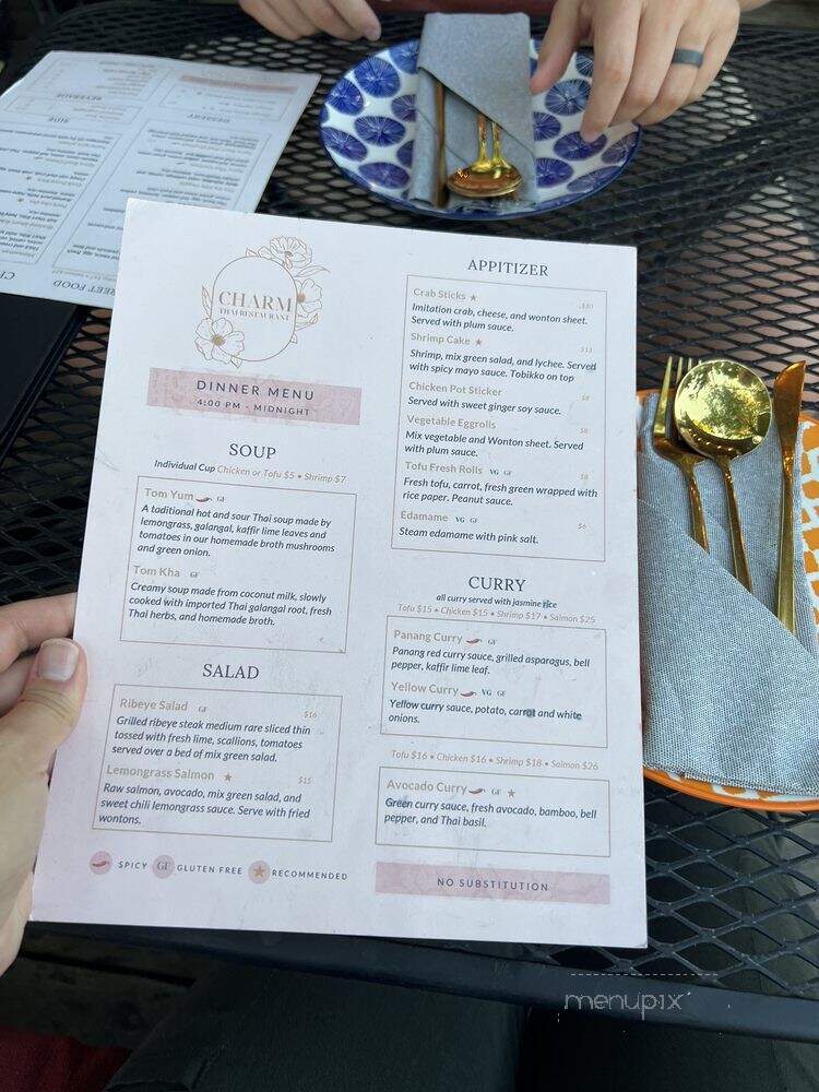 Charm Thai Restaurant - Portland, OR menu_pic