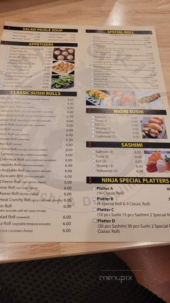 Ninja Grill - Plano, TX menu_pic