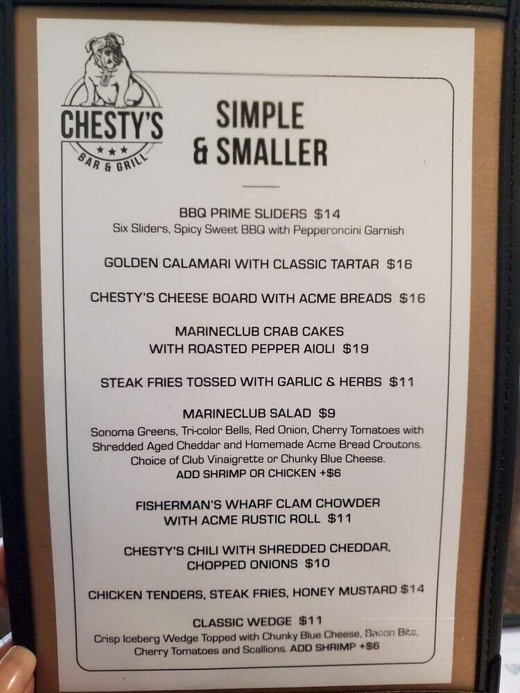 Chesty's Bar & Grill - San Francisco, CA menu_pic