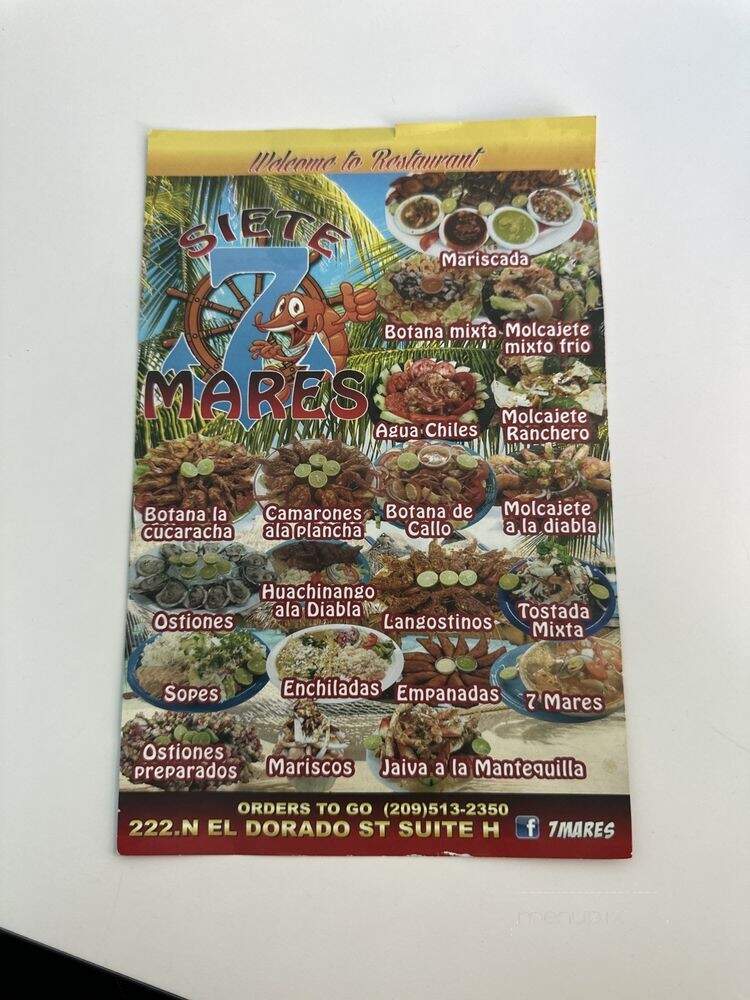 El Siete Mares Restaurant - Stockton, CA menu_pic