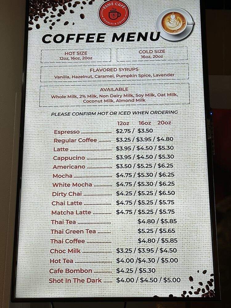 Esme Cafe - Englewood, CO menu_pic