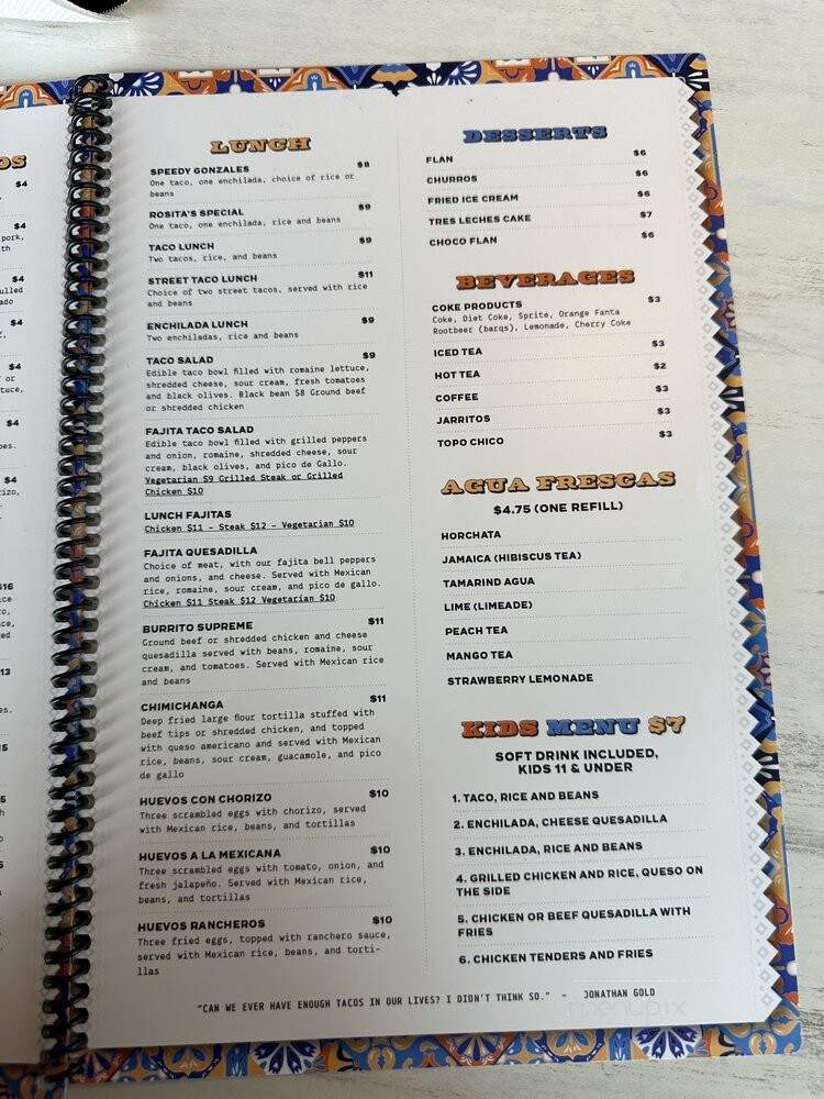 Pure Mex Tacos and Tequila - Grandville, MI menu_pic