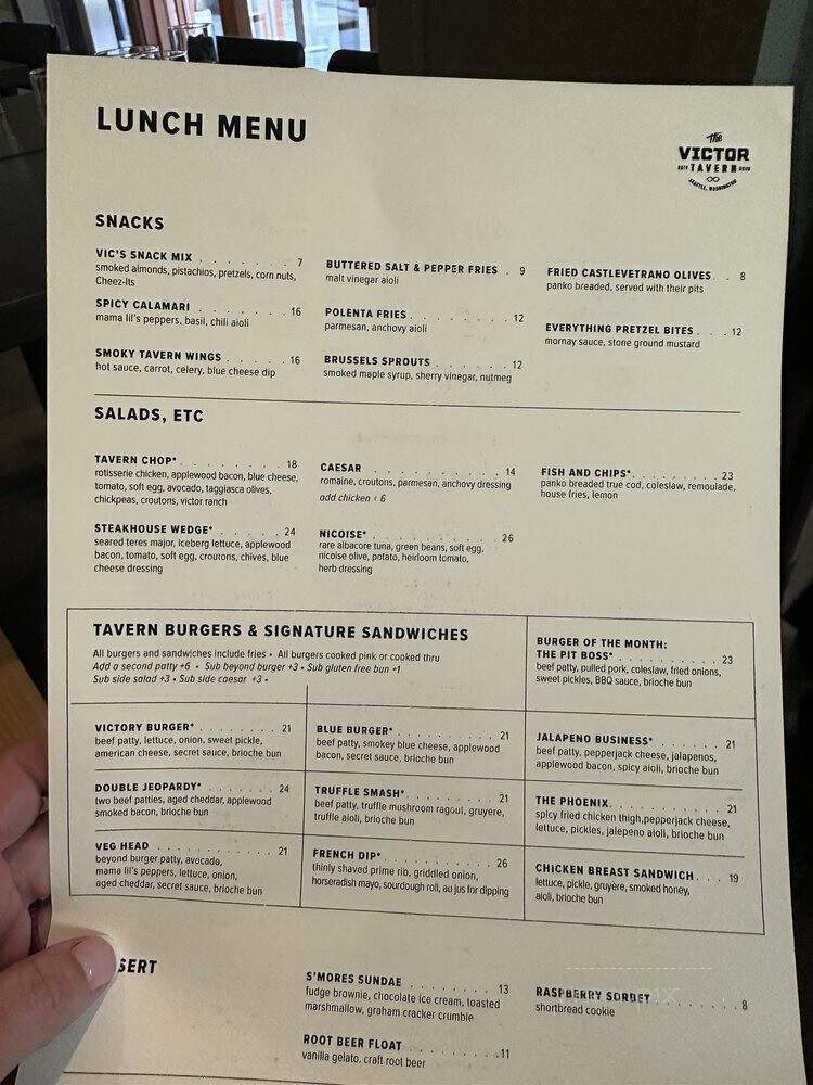 The Victor Tavern - Seattle, WA menu_pic