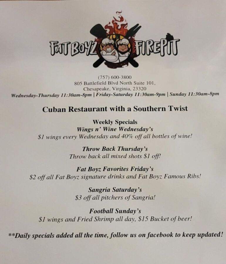 Fat Boyz Fire Pit - Chesapeake, VA menu_pic