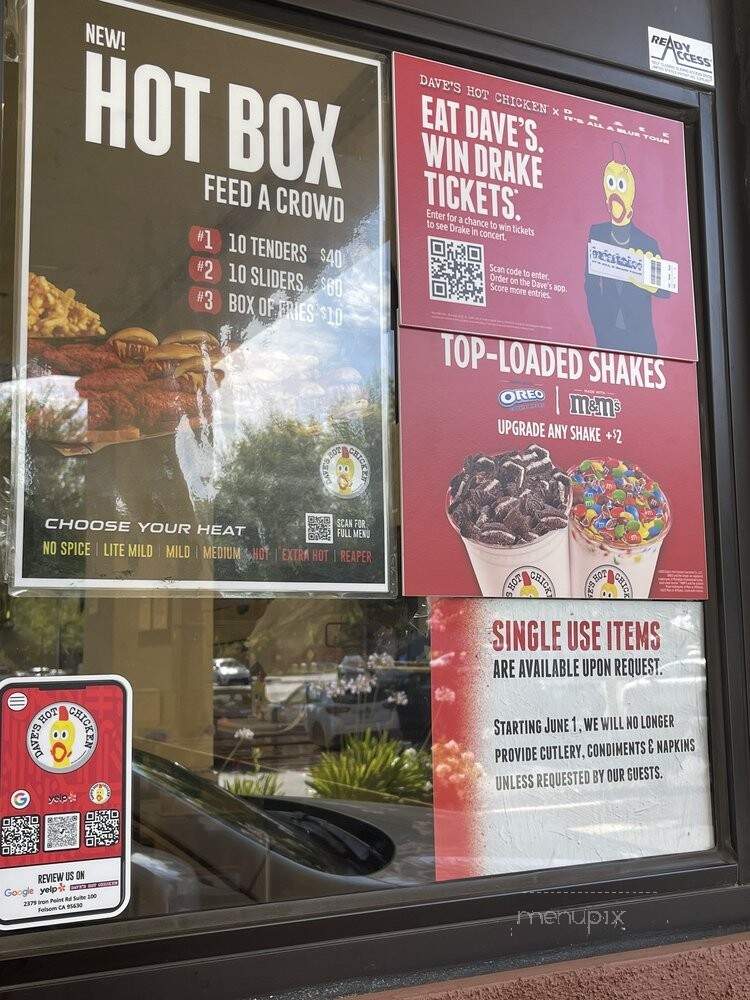 Dave's Hot Chicken - Folsom, CA menu_pic