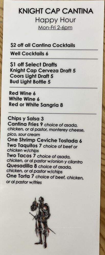 Knight Cap - Monrovia, CA menu_pic