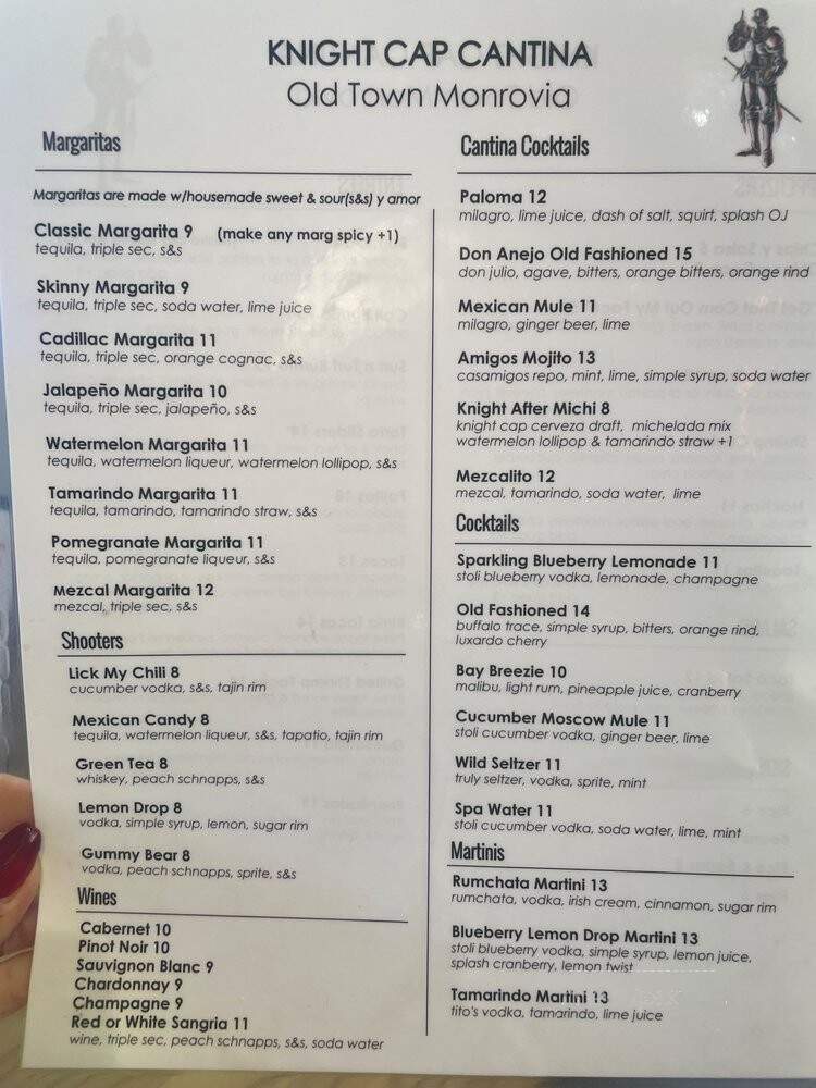 Knight Cap - Monrovia, CA menu_pic