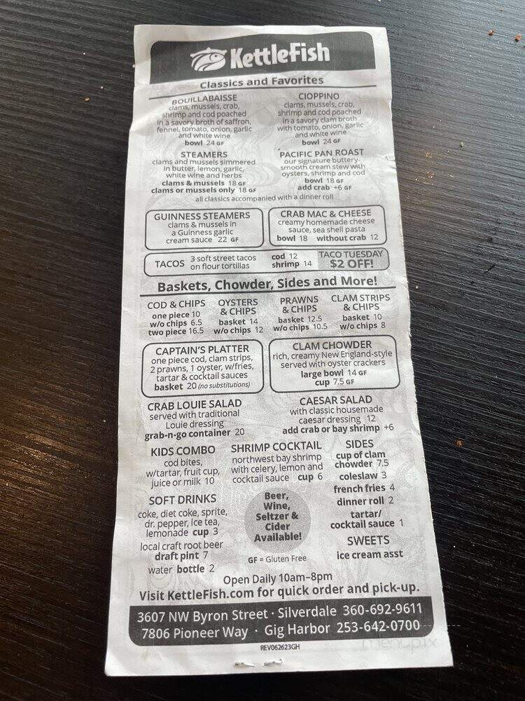 Kettle Fish - Gig Harbor, WA menu_pic