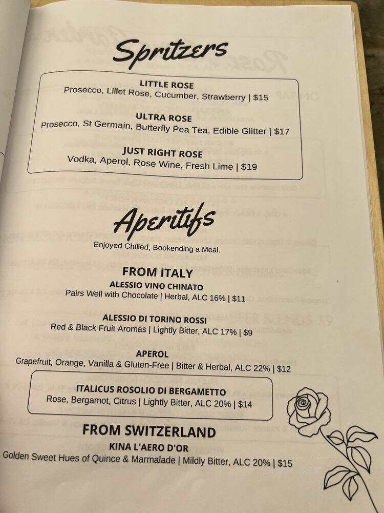 Rose's Garden Bar - Calabasas, CA menu_pic