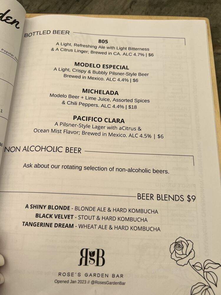 Rose's Garden Bar - Calabasas, CA menu_pic