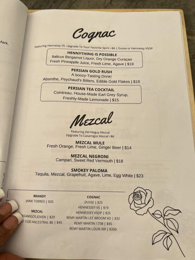 Rose's Garden Bar - Calabasas, CA menu_pic