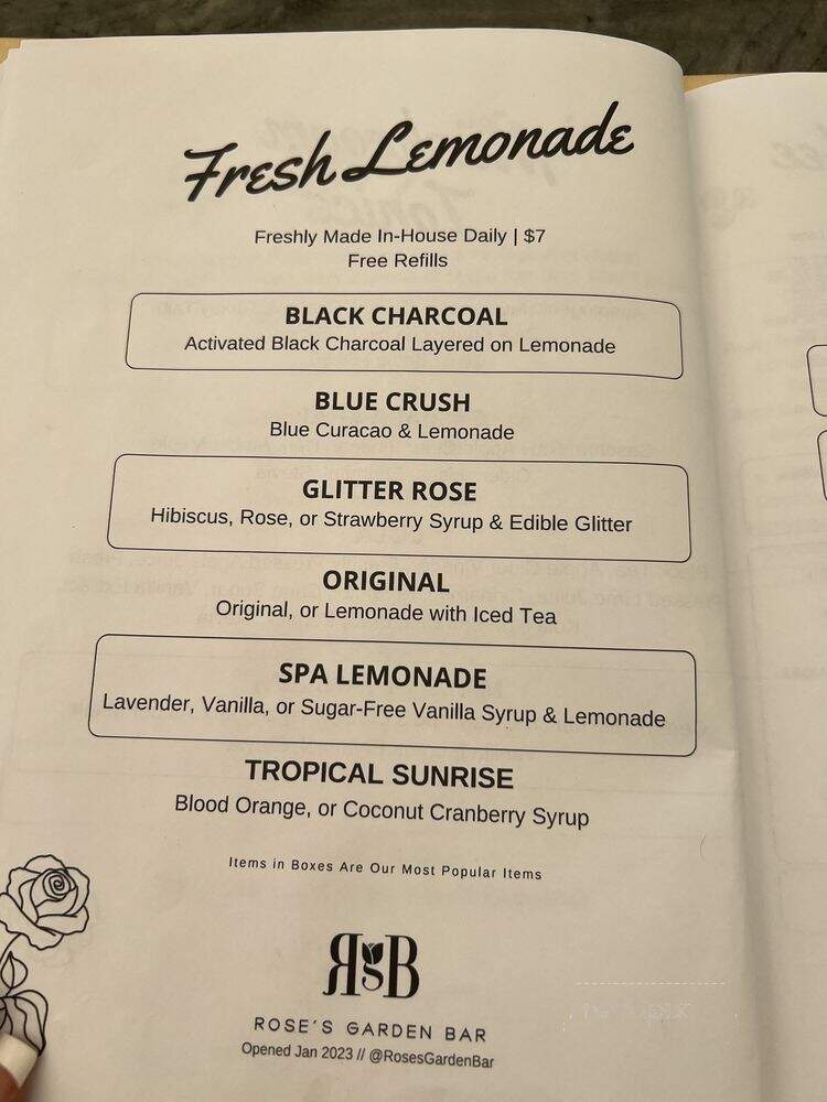 Rose's Garden Bar - Calabasas, CA menu_pic