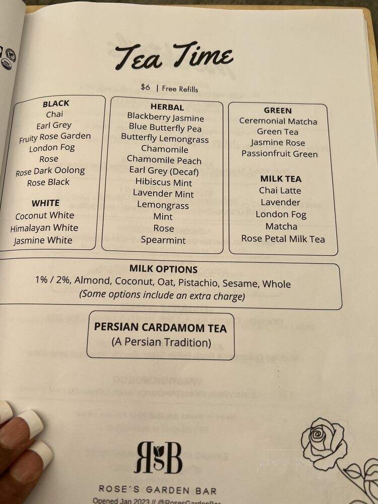 Rose's Garden Bar - Calabasas, CA menu_pic