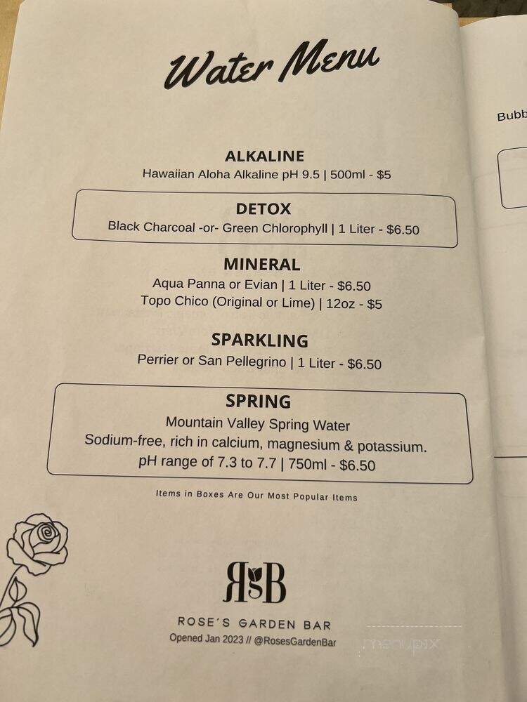 Rose's Garden Bar - Calabasas, CA menu_pic