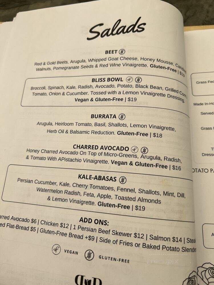 Rose's Garden Bar - Calabasas, CA menu_pic