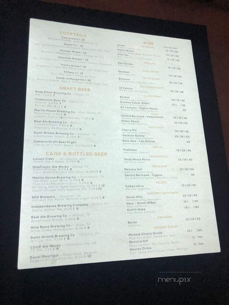 Petro Bar & Bistro - Dallas, TX menu_pic