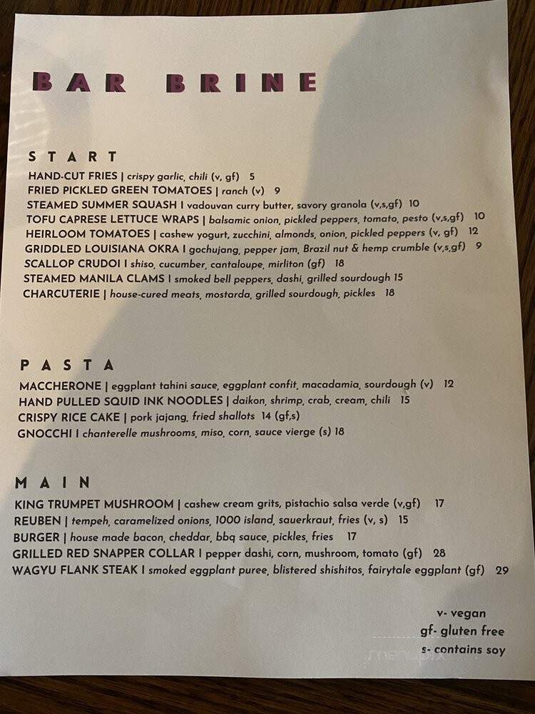 Bar Brine - New Orleans, LA menu_pic