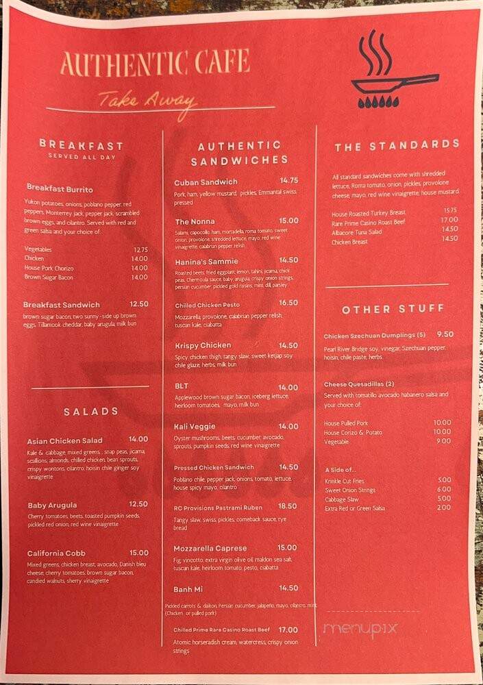 Authentic Cafe Take Away - Playa Del Rey, CA menu_pic
