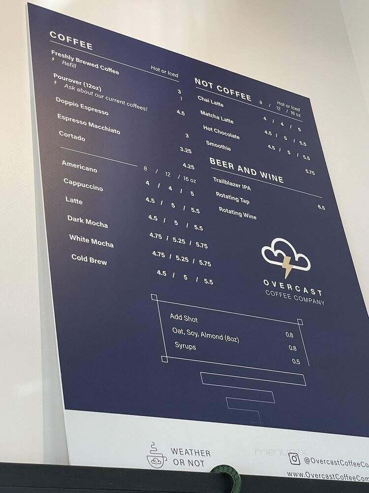 Overcast Coffee Bar - Seattle, WA menu_pic