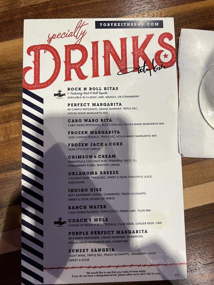 Toby Keith's I Love This Bar and Grill - Moore, OK menu_pic